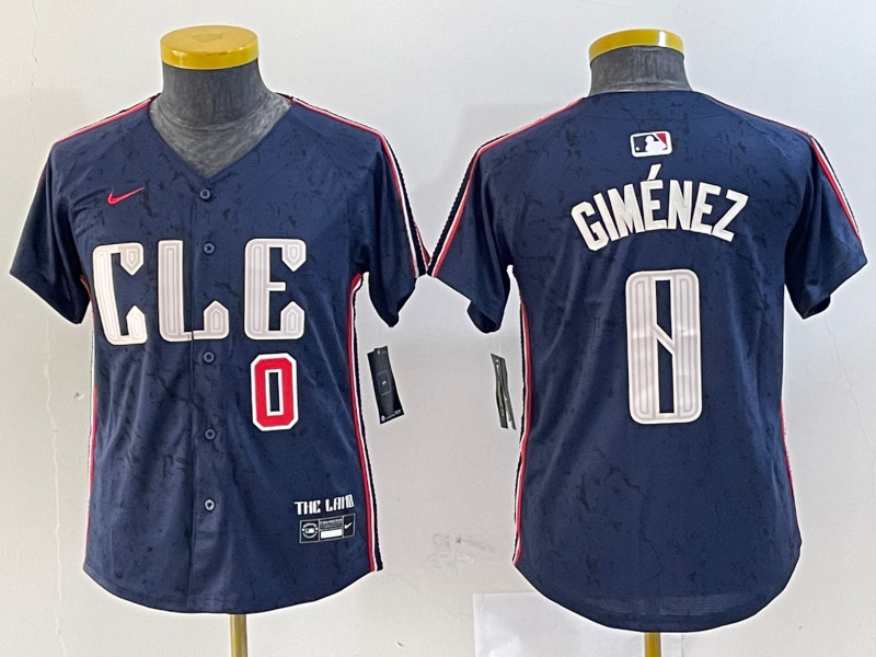 Youth Cleveland Guardians #0 Andrés Giménez Navy 2024 City Connect Limited Stitched Baseball Jersey 4