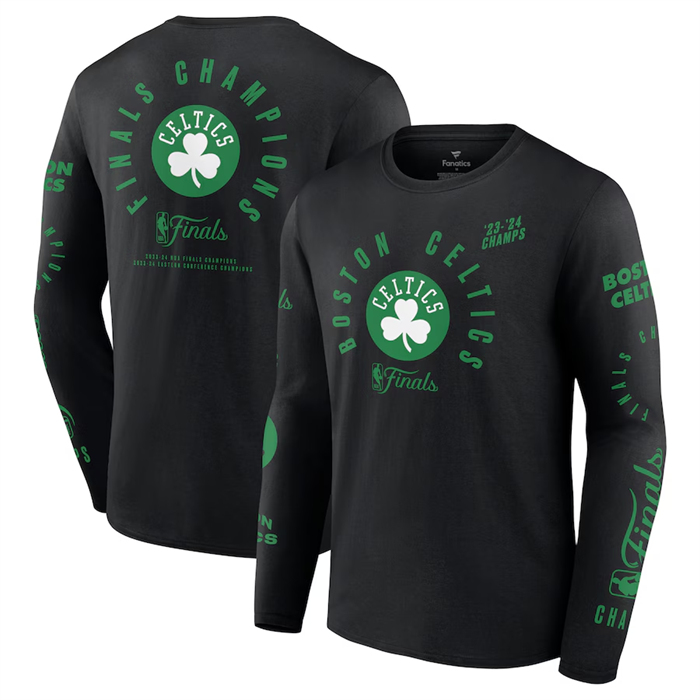 Men's Boston Celtics Black 2024 Finals Champions Drive To The Hoop Long Sleeve T-Shirt