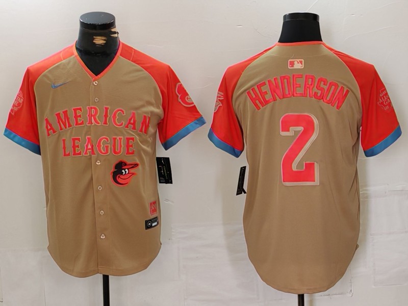 Men's American League #2 Gunnar Henderson Cream 2024 All-Star Elite Stitched Baseball Jersey 4