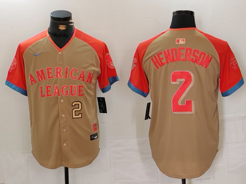 Men's American League #2 Gunnar Henderson Cream 2024 All-Star Elite Stitched Baseball Jersey 3