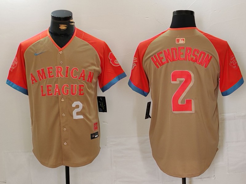 Men's American League #2 Gunnar Henderson Cream 2024 All-Star Elite Stitched Baseball Jersey 1