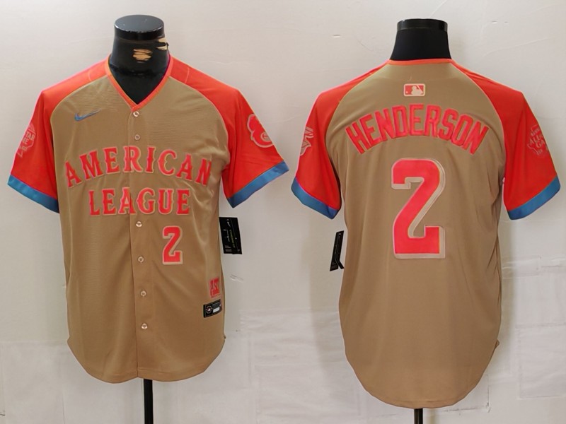 Men's American League #2 Gunnar Henderson Cream 2024 All-Star Elite Stitched Baseball Jersey