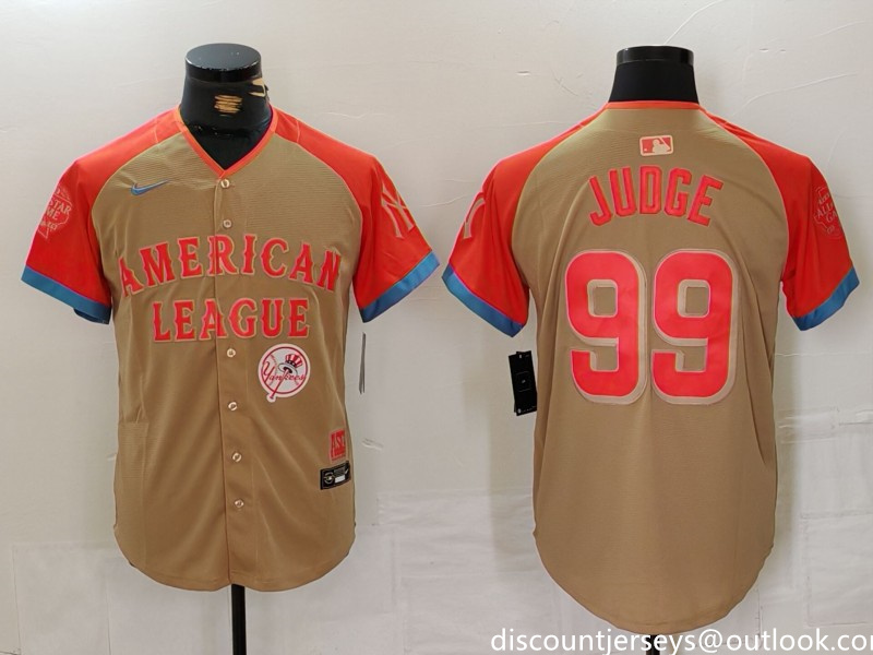 Men's American League #99 Aaron Judge Cream 2024 All-Star Elite Stitched Baseball Jersey 8