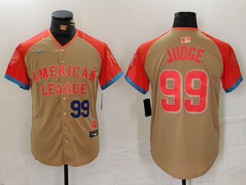 Men's American League #99 Aaron Judge Cream 2024 All-Star Elite Stitched Baseball Jersey 6
