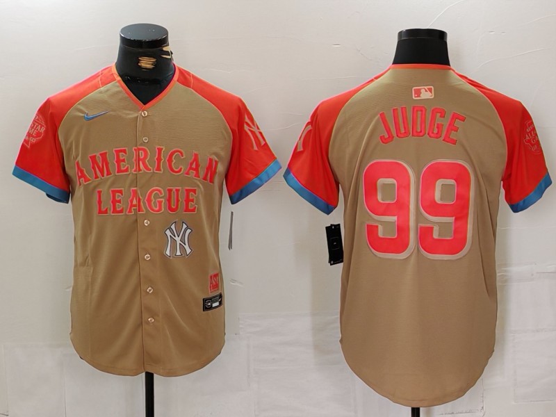 Men's American League #99 Aaron Judge Cream 2024 All-Star Elite Stitched Baseball Jersey 5
