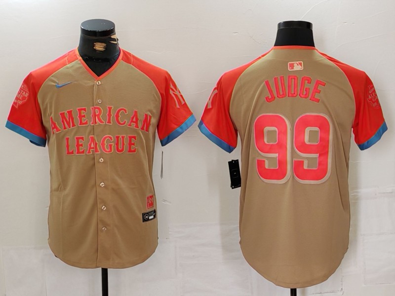 Men's American League #99 Aaron Judge Cream 2024 All-Star Elite Stitched Baseball Jersey 2