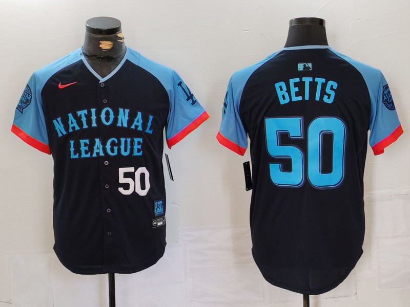 Men's National League #50 Mookie Betts Navy 2024 All-Star Limited Stitched Baseball Jersey 2