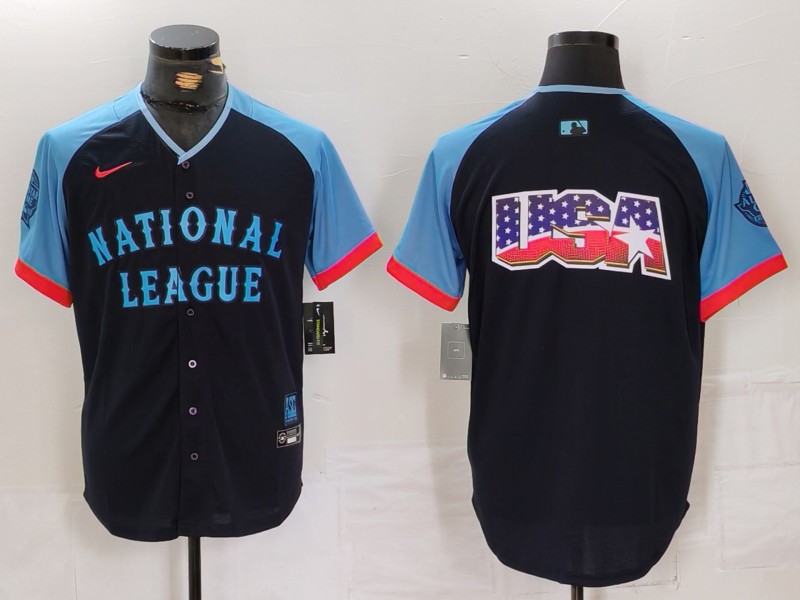 Men's National League Navy 2024 All-Star Big Logo Limited Stitched Baseball Jersey 1
