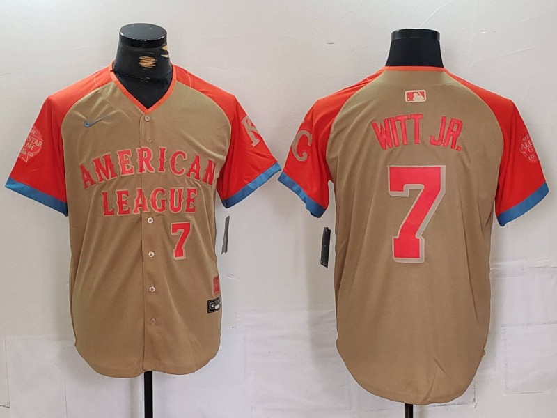 Men's American League #7 Bobby Witt Jr. Cream 2024 All-Star Limited Stitched Jersey 6