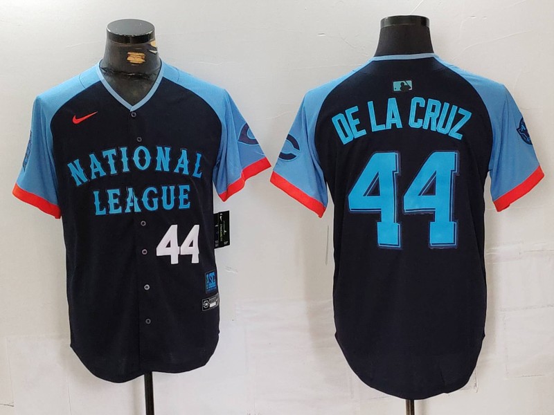 Men's National League #44 Elly De La Cruz Navy 2024 All-Star Limited Stitched Baseball Jersey 6