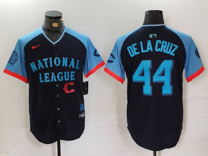 Men's National League #44 Elly De La Cruz Navy 2024 All-Star Limited Stitched Baseball Jersey 8