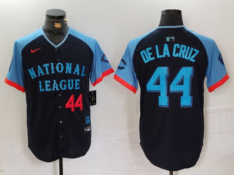 Men's National League #44 Elly De La Cruz Navy 2024 All-Star Limited Stitched Baseball Jersey 1