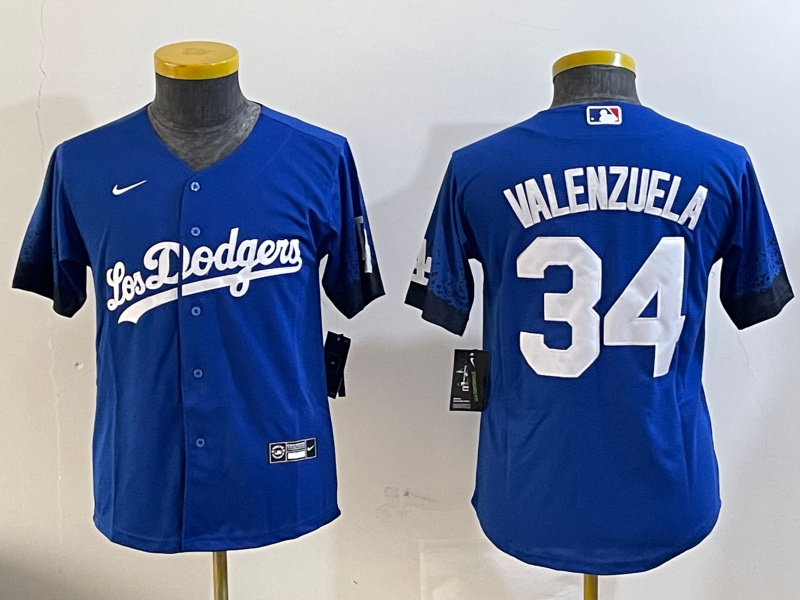 Youth Los Angeles Dodgers #34 Toro Valenzuela Royal 2024 World Series With Fernando Memorial Patch Alternate Limited Stitched Baseball Jersey(Run Small) 6