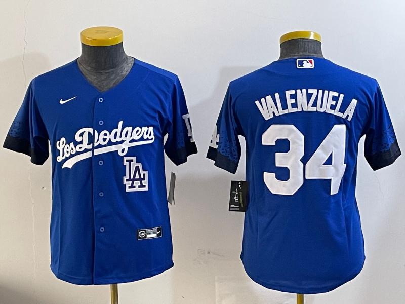 Youth Los Angeles Dodgers #34 Toro Valenzuela Royal 2024 World Series With Fernando Memorial Patch Alternate Limited Stitched Baseball Jersey(Run Small) 5