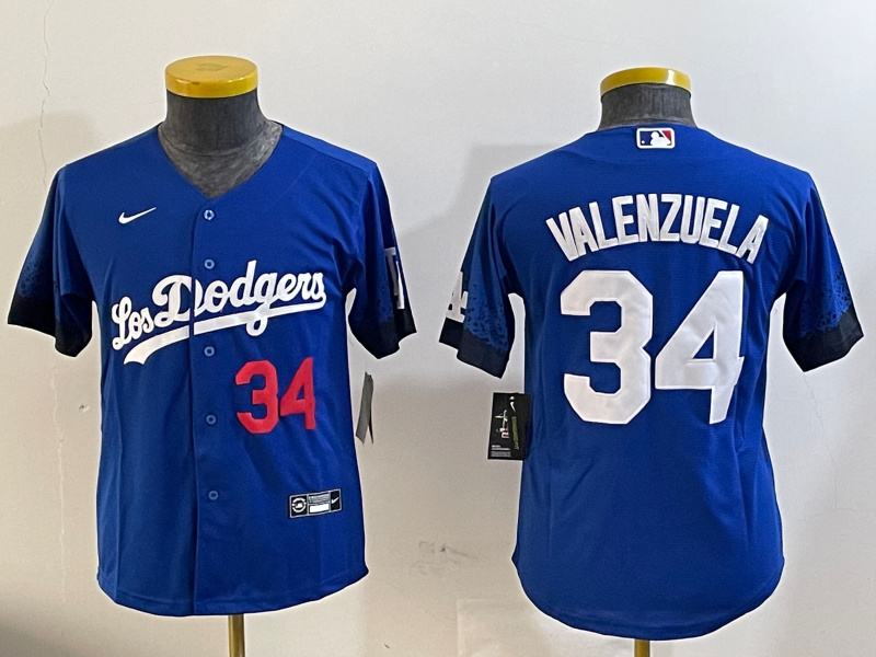 Youth Los Angeles Dodgers #34 Toro Valenzuela Royal 2024 World Series With Fernando Memorial Patch Alternate Limited Stitched Baseball Jersey(Run Small) 3