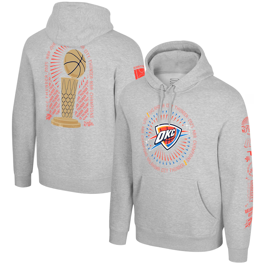 Men's Oklahoma City Thunder Heather Gray 2025 Finals Champions Chosen One Pullover Hoodie