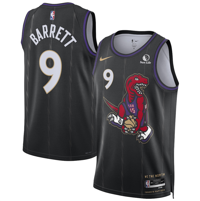 Men's Toronto Raptors #9 RJ Barrett Black 2024 25 City Edition Stitched Basketball Jersey
