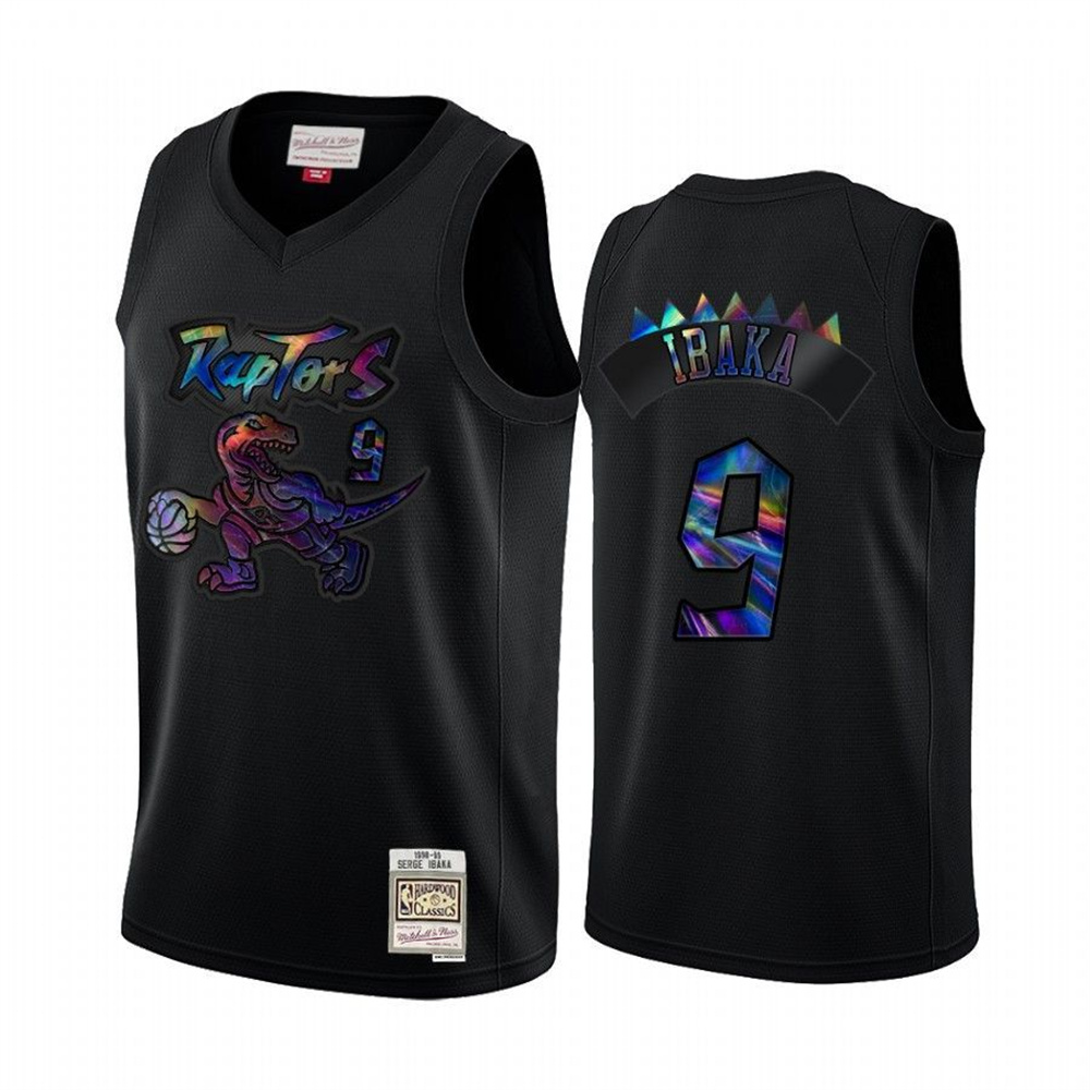 Toronto Raptors #9 Serge Ibaka Men's Iridescent HWC Limited NBA Jersey - Black