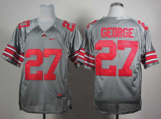 Buckeyes #27 Eddie George Grey Embroidered NCAA Jerseys