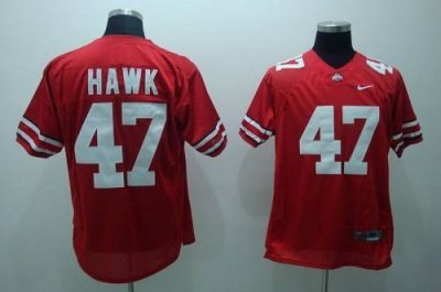 buckeyes #47 a. j. hawk red embroidered ncaa jersey
