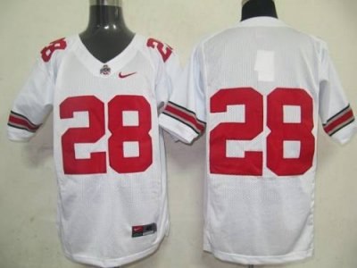 buckeyes #28 white embroidered ncaa jersey