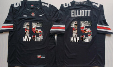 Ohio State Buckeyes 15 Ezekiel Elliott Black New Portrait Number College Jersey