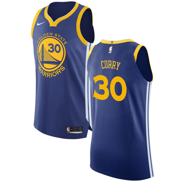 Nike Warriors #30 Stephen Curry Blue NBA Authentic Icon Edition Jersey