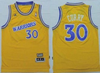 Golden State Warrlors #30 Stephen Curry Gold Throwback Stitched NBA Jersey