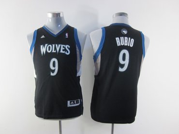 Youth nba Minnesota Timberwolves 9 Ricky Rubio black(revolution 30 swingman)