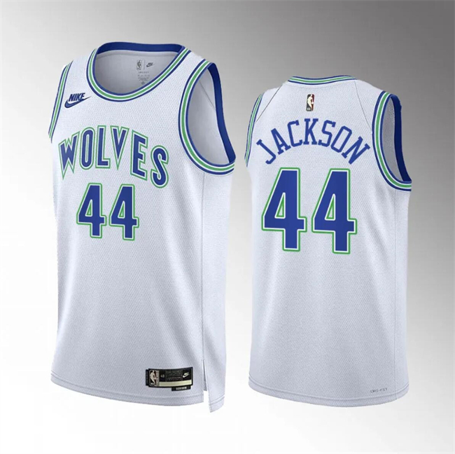 Men's Minnesota Timberwolves #44 Justin Jackson White 2023 24 Classic Edition Stitched Jersey