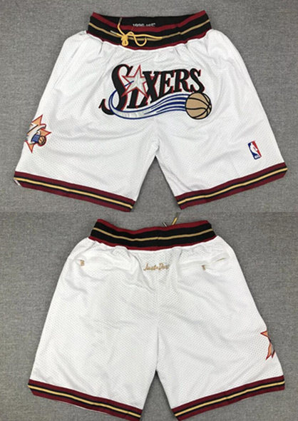Men's Philadelphia 76ers White Shorts (Run Small) 3