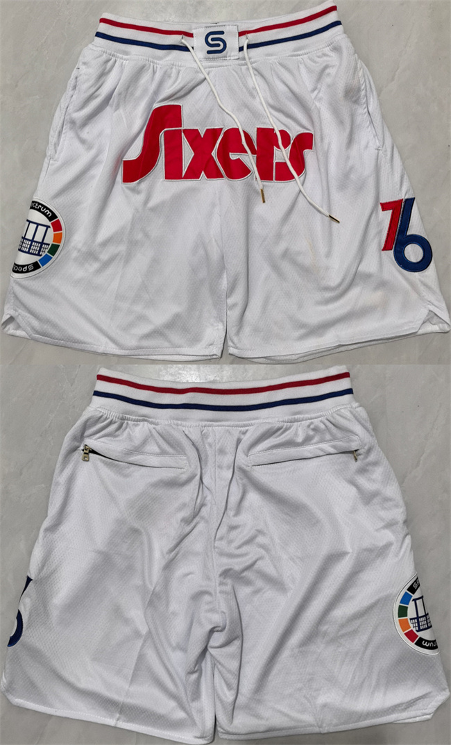 Men's Philadelphia 76ers White Shorts (Run Small) 1
