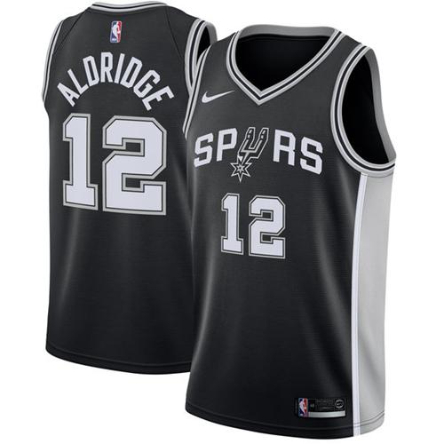 Nike Spurs #12 LaMarcus Aldridge Black Stitched NBA Swingman Jersey