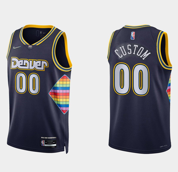 Men's Denver Nuggets Active Players Custom 2021 22 City Edition 75th Anniversary Stitched Jersey
