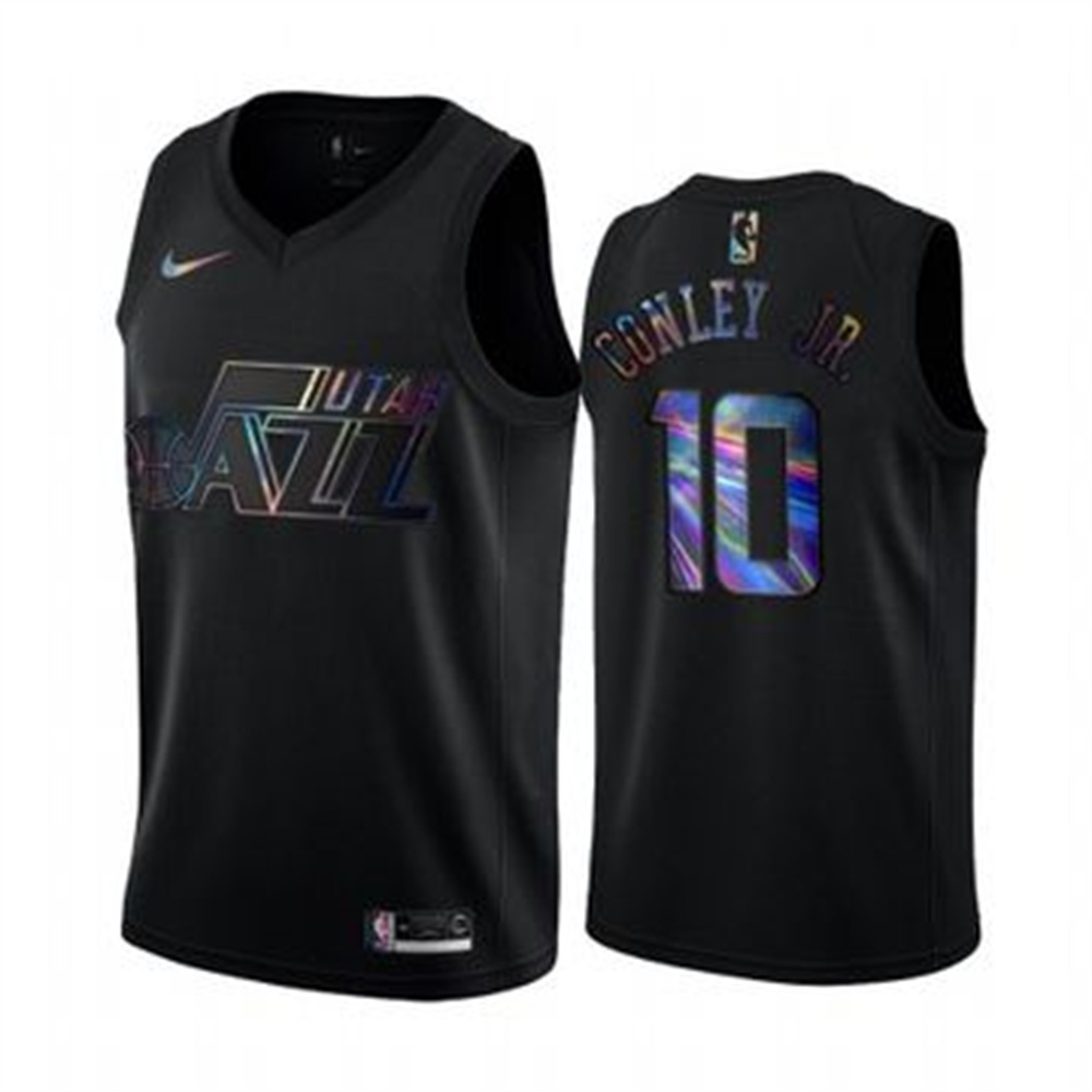 Nike Jazz #10 Mike Conley Jr. Men's Iridescent Holographic Collection NBA Jersey - Black
