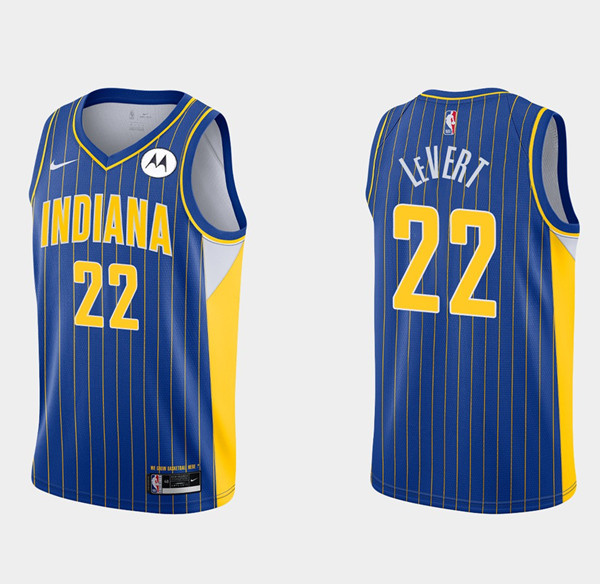 Men's Indiana Pacers #22 Caris LeVert 2020 21 Blue City Edition Swingman Stitched Jersey