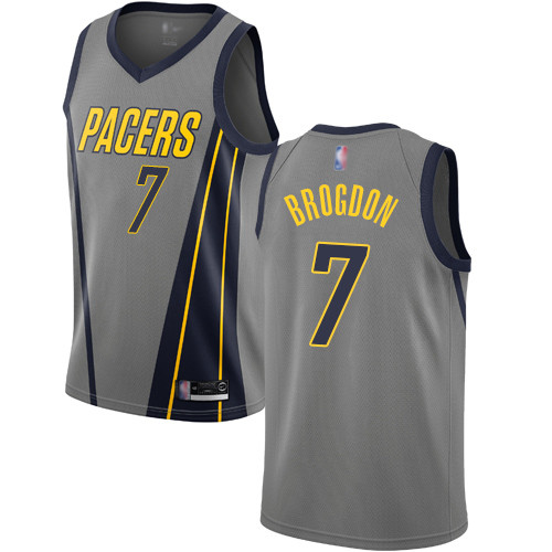 Pacers #7 Malcolm Brogdon Gray Basketball Swingman City Edition 2018 19 Jersey