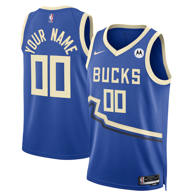 Men's Milwaukee Bucks Active Player Custom Royal 2024 25 City Edition Stitched Basketball Jersey