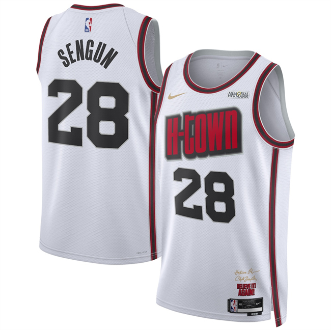 Men's Houston Rockets #28 Alperen ?engün White 2024 25 City Edition Stitched Jersey