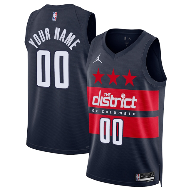 Men's Washington Wizards Active Player Custom Navy 2024 25 Statement Edition Stitched Basketball Jersey