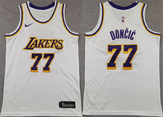Youth Los Angeles Lakers #77 Luka Don?i? White 2025 Association Edition Stitched Basketball Jersey