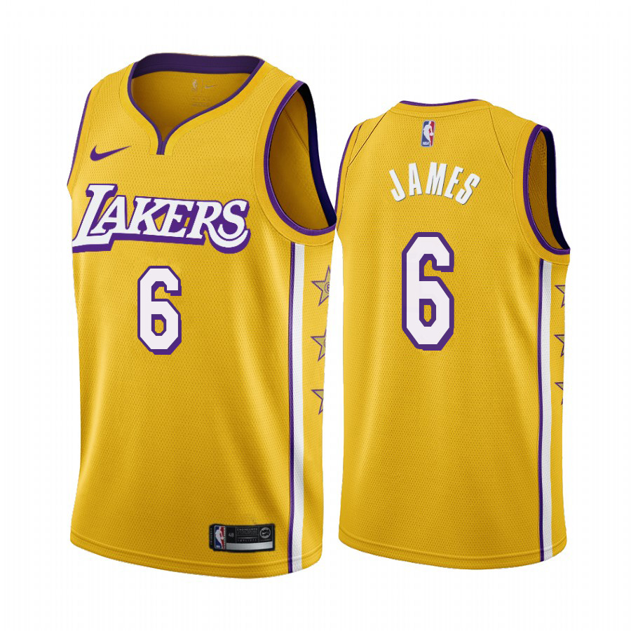 Youth Nike Lakers #6 Lebron James Youth Unveil 2019-20 City Edition Swingman NBA Jersey Yellow