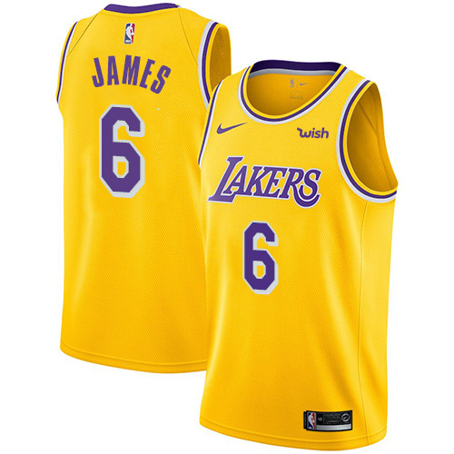 Youth Nike Lakers #6 LeBron James Gold Youth NBA Swingman Icon Edition Jersey