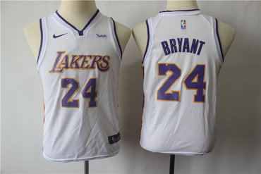 Youth Lakers 24 Kobe Bryant White Youth Nike Swingman Jersey