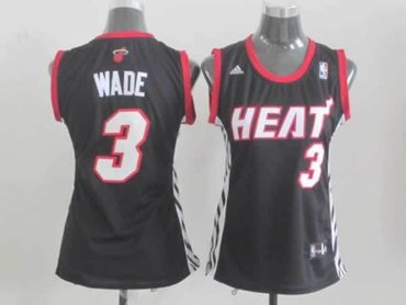 women Miami Heat 3 Dwyane Wade black jersey
