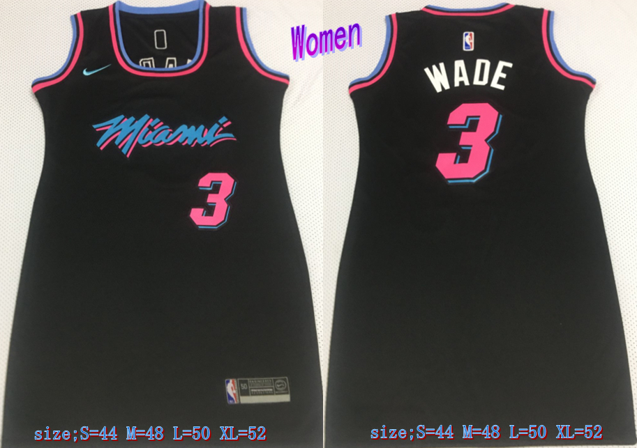 Women Heat 3 Dwyane Wade Black Women Nike Swingman Jersey