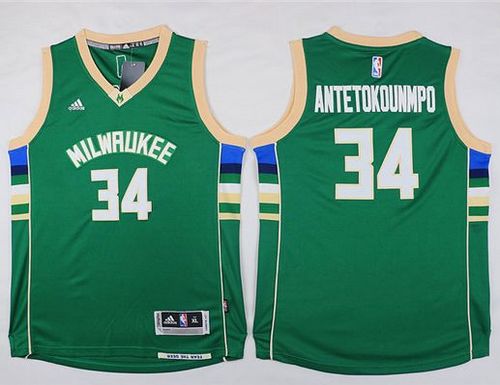 Youth Bucks #34 Giannis Antetokounmpo Green Stitched NBA Jersey