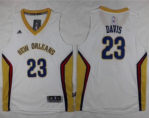Youth Pelicans #23 Anthony Davis White Stitched NBA Jersey