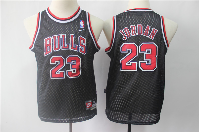 Youth Bulls 23 Michael Jordan Black Youth Throwback Nike Swingman Jersey