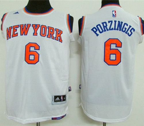Youth Knicks #6 Kristaps Porzingis White Stitched NBA Jersey